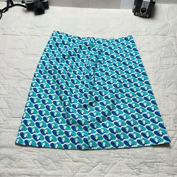Talbots Nantucket Whale Print Skirt Preppy Coastal A-Line Cotton Stretch Petite - Picture 2 of 9